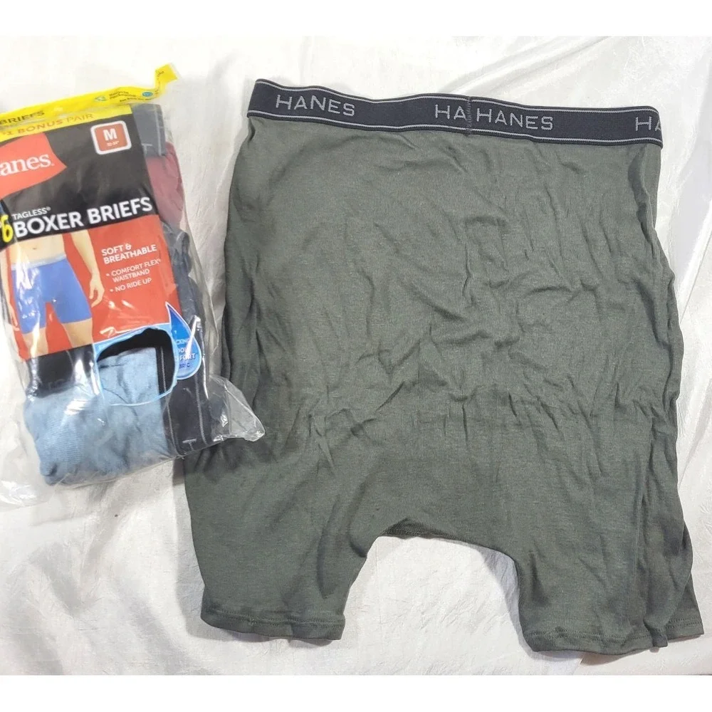 Hanes Men's Moisture Wicking Cotton Boxer Briefs #7349Q6 - Size Medium 32-34